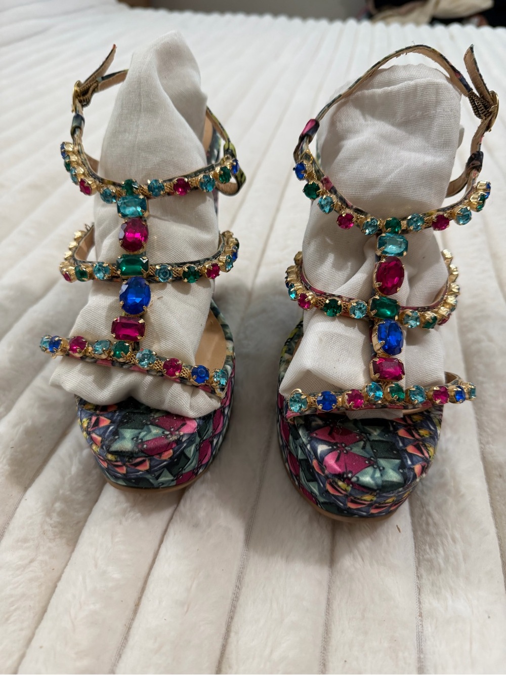 Jeweled Multicolor Strappy Platform Sandals - Women Luiza Barcelos Brand
